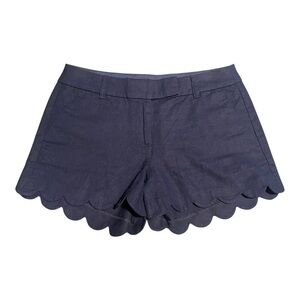 J. Crew Navy Scalloped Hem Shorts Linen Blend Size 4